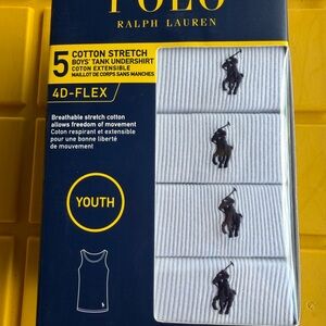 Ralph Lauren Boys' White Tank Tops Pony Embroidery - 5 Pack Sz M 10-12